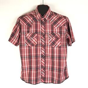 Wrangler Short Sleeve Snap Up Western Shirt Men's Large Workwear Casual Pockets